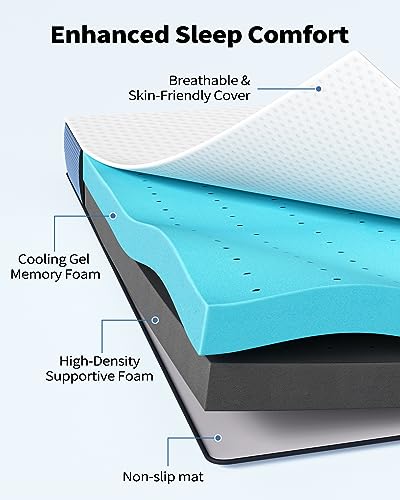 3 Inch Firm Gel-Infused Memory Foam Mattress Topper Twin Size S2766