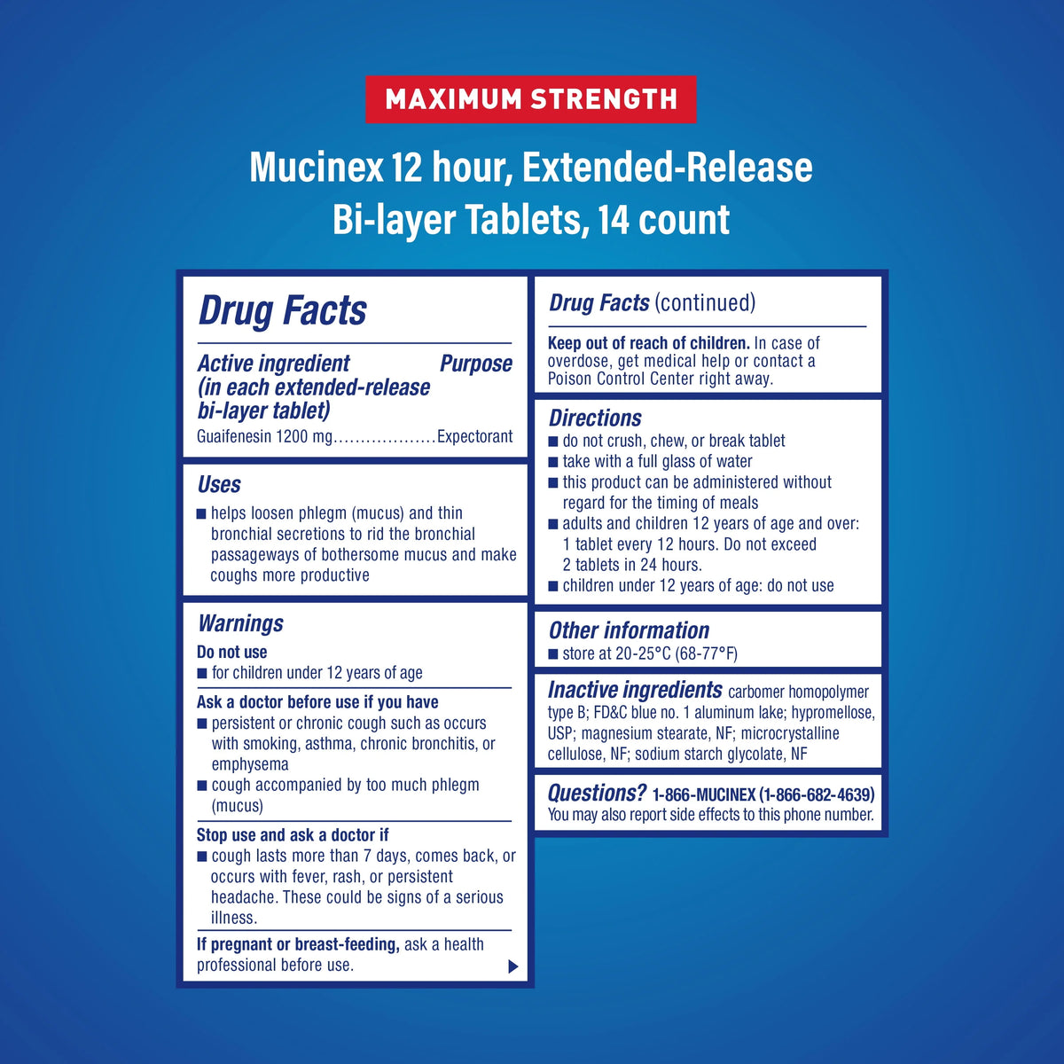 Max Strength Chest Congestion Expectorant Tablets, 14ct B3859