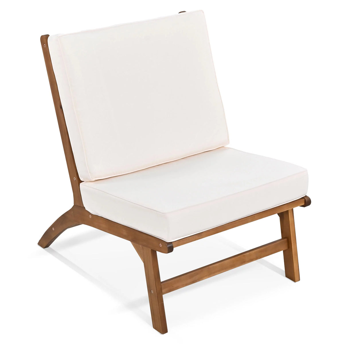 4-Piece V-shaped Acacia Solid Wood Outdoor Sofa O263852