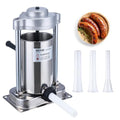 7 L / 15 LBS Vertical Manual Sausage Stuffer, 304 Stainless Steel, 5 Stuffing Tubes P562254