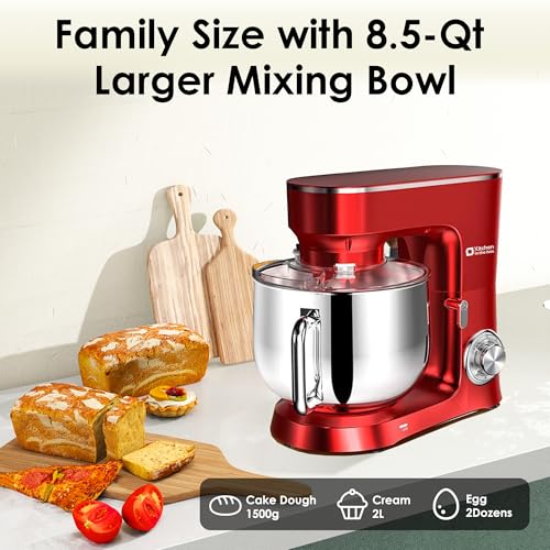 900W 8.5 QT Tilt-head Stand Mixer with Dough Hook, Wire Whip, Flat Beater & Splash Guard Q12582