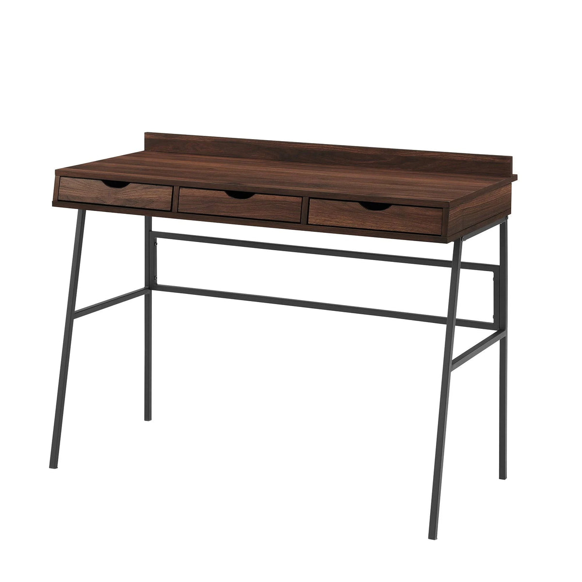 42x22 3-Drawer Angled Front Desk Dark Walnut F49051