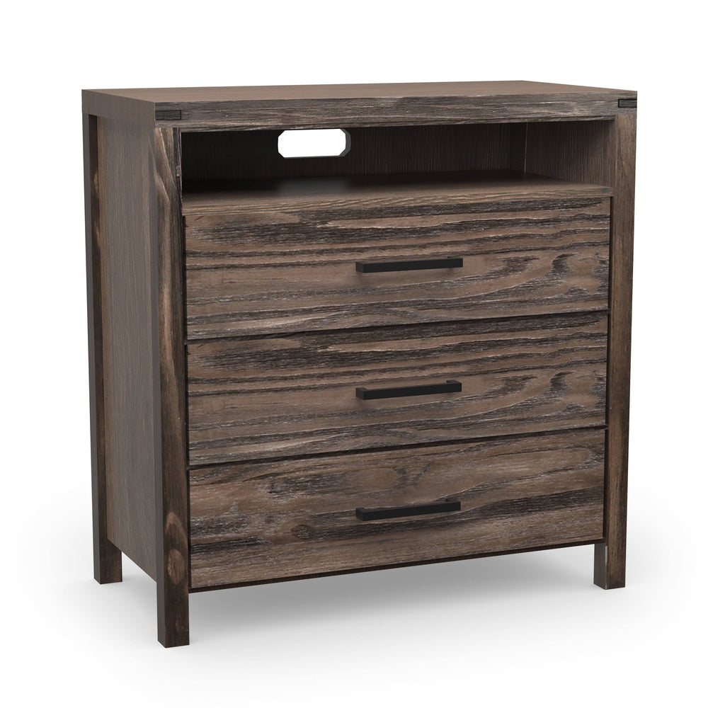 Dark Grey Wire-Brushed 3-Drawer Media Chest C2884