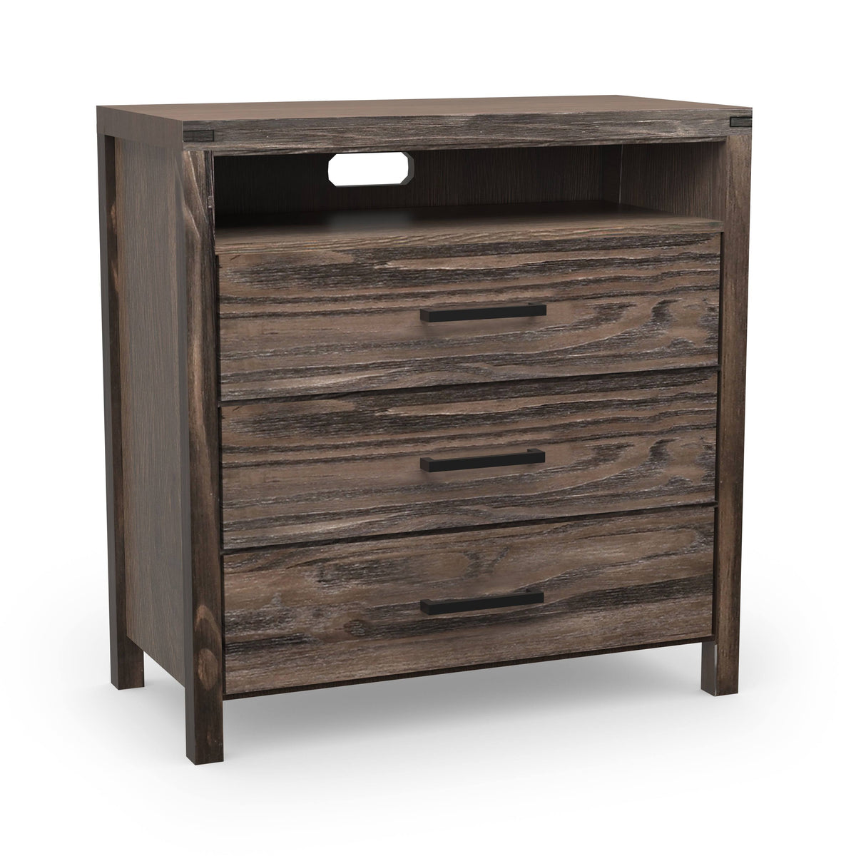 Dark Grey Wire-Brushed 3-Drawer Media Chest C2884