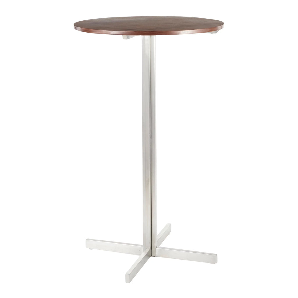 Contemporary Round Bar Table Walnut Wood Y855465