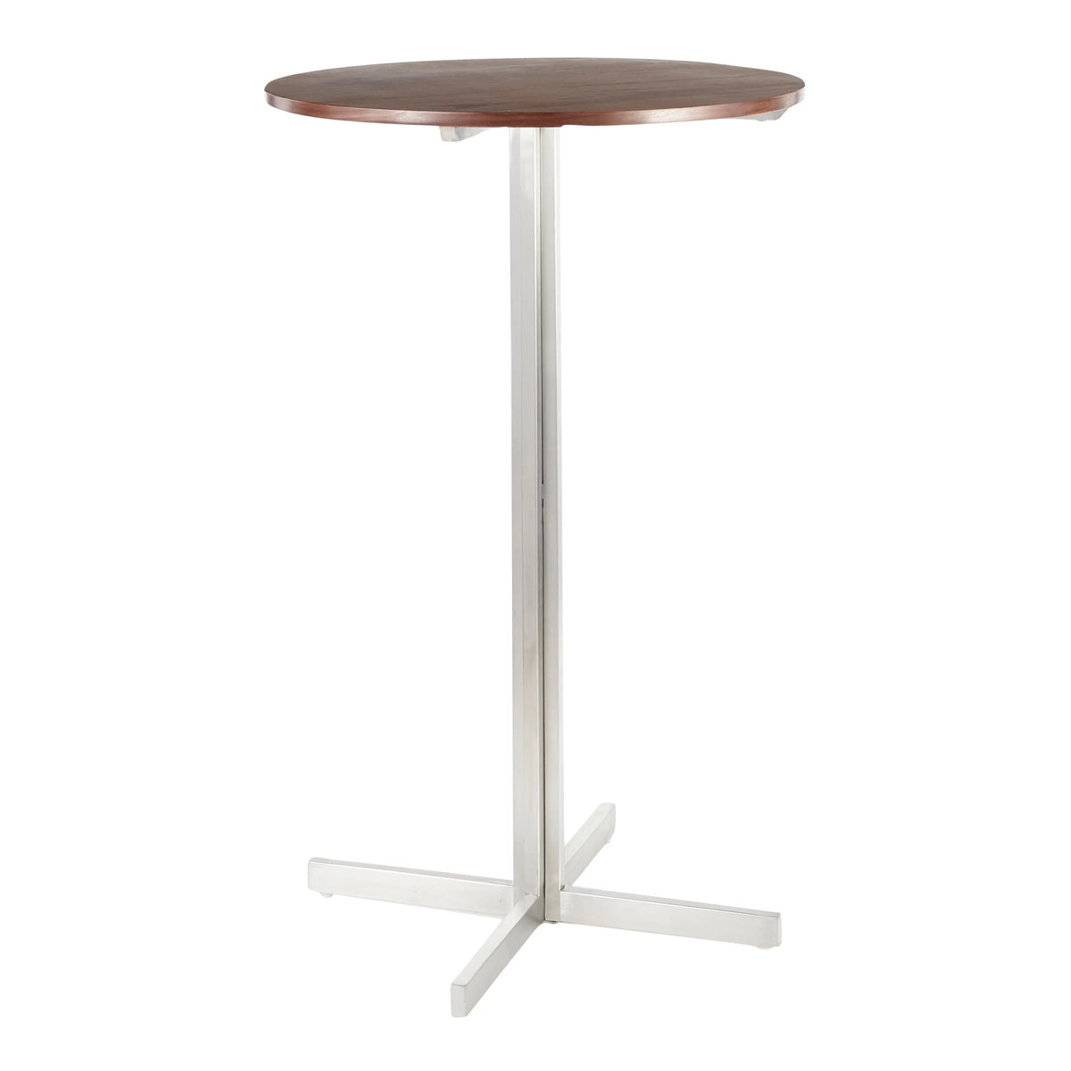 Contemporary Round Bar Table Walnut Wood Y855465
