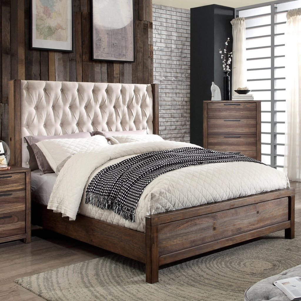 California King Linen Fabric Wingback Bed J76187