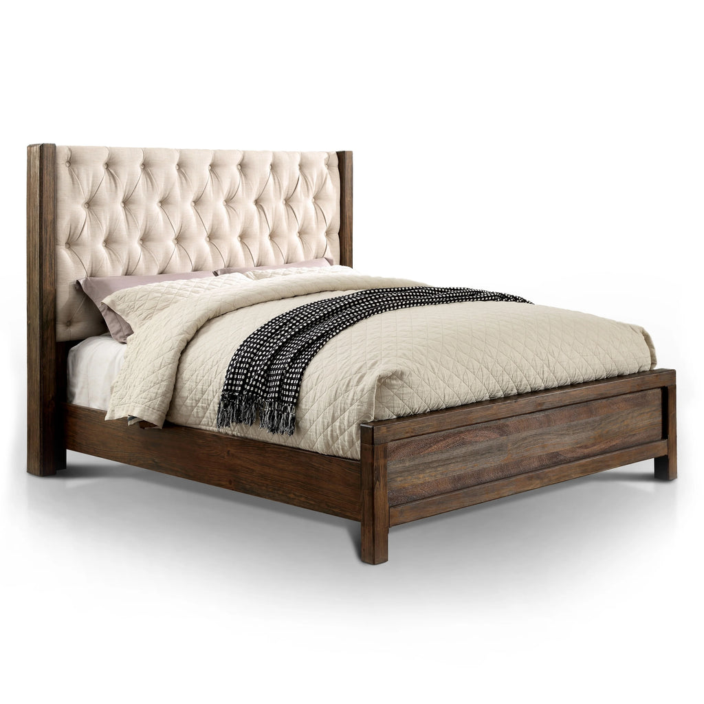 California King Linen Fabric Wingback Bed J76187