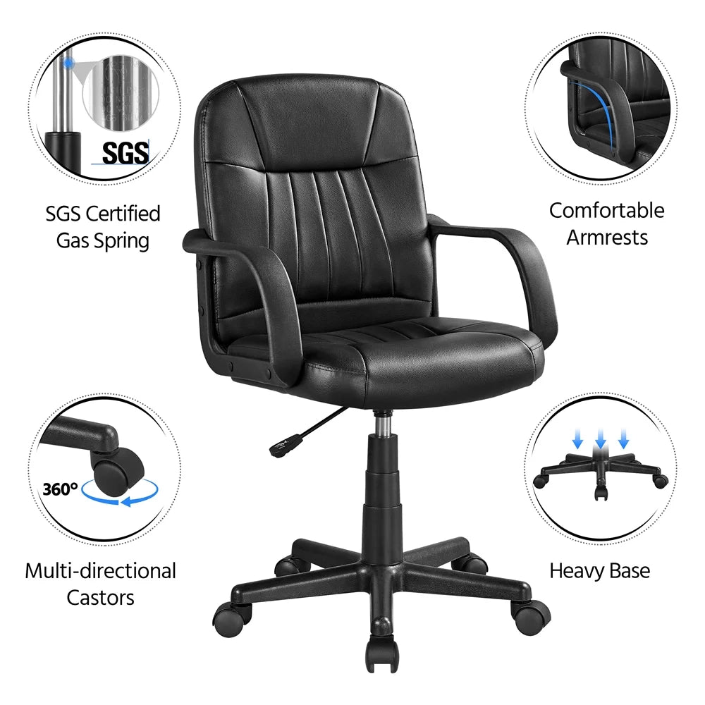 Black Faux Leather Adjustable Swivel Office Chair F723