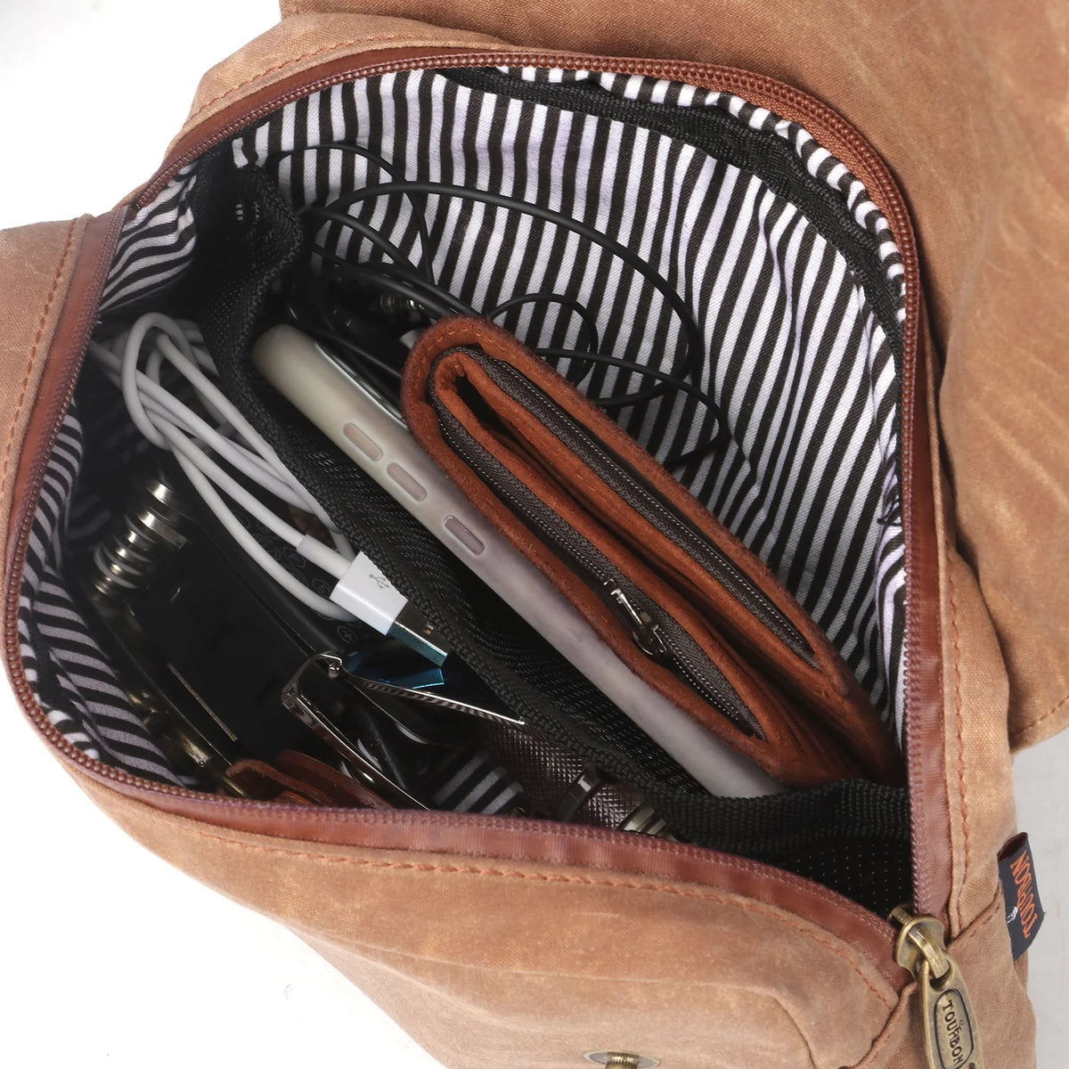 Brown Waxed Canvas Bicycle Pouch Bag Y69575