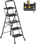 Folding Step Stool with Anti-Slip Pedal, 500lbs Capacity Steel Step Ladder T773