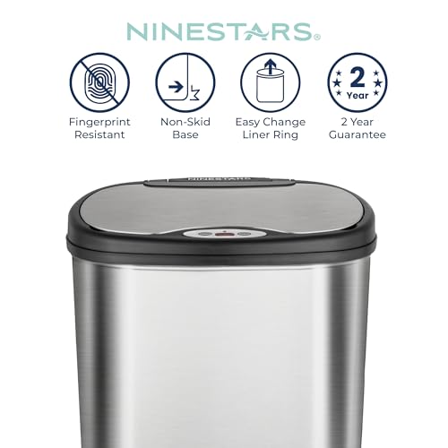 13 Gallon Stainless Steel Automatic Motion Sensor Trash Can W266