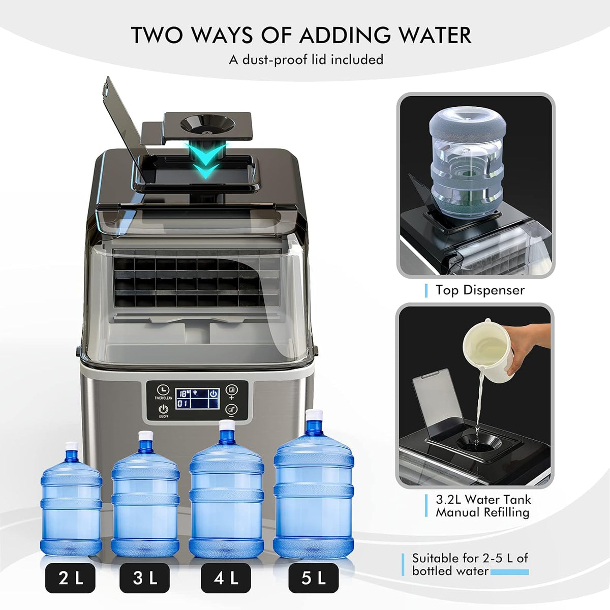 40LBS/24H Portable Compact Ice Machine with Auto Self-Cleaning Function N714199