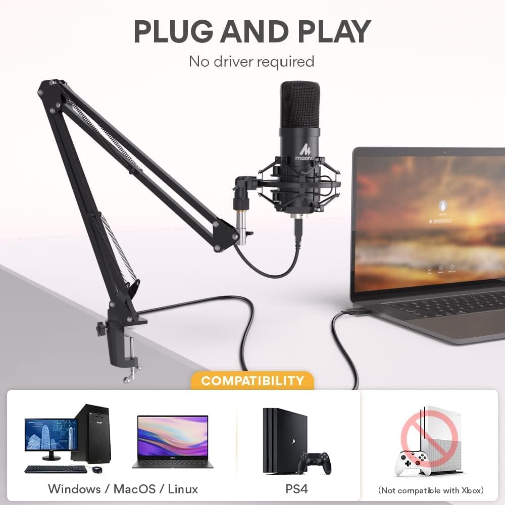 USB Microphone Condenser Cardioid Metal Mic Kit E5773
