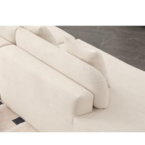 Beige Terry Cloth Modular Sectional Sofa with 3 Pillows G994