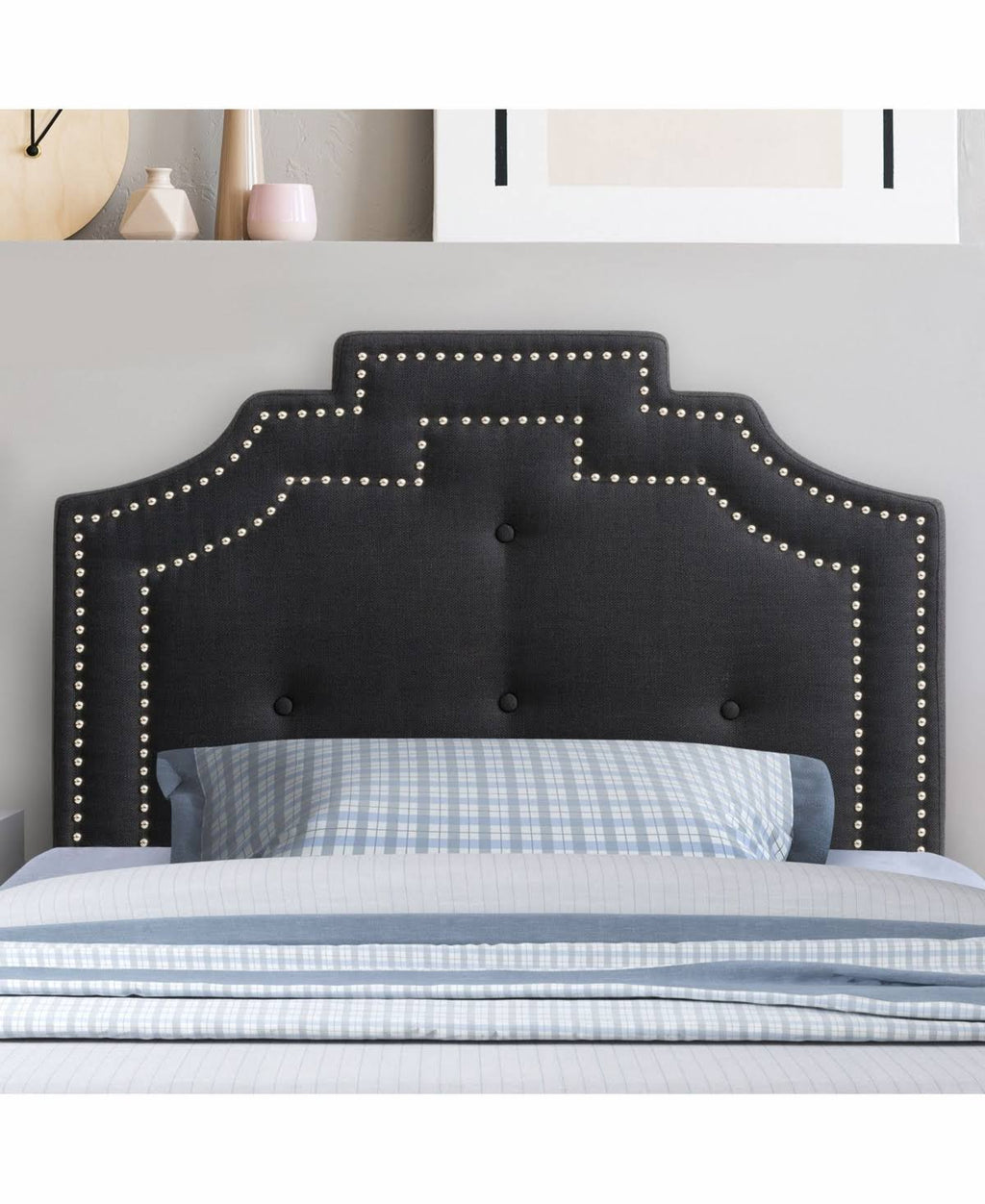 Dark Grey Button Tufted Headboard Q28468