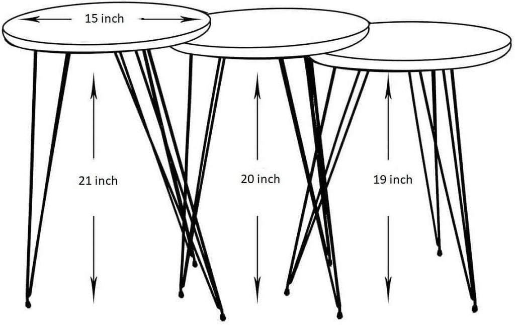Set of 3 Round Wood Nesting Tables R66219