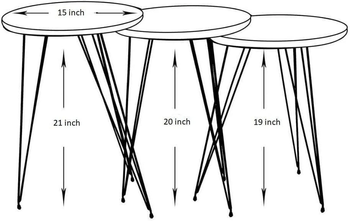 Set of 3 Round Wood Nesting Tables R66219