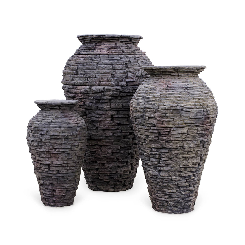 Large Stacked Slate Urn W731