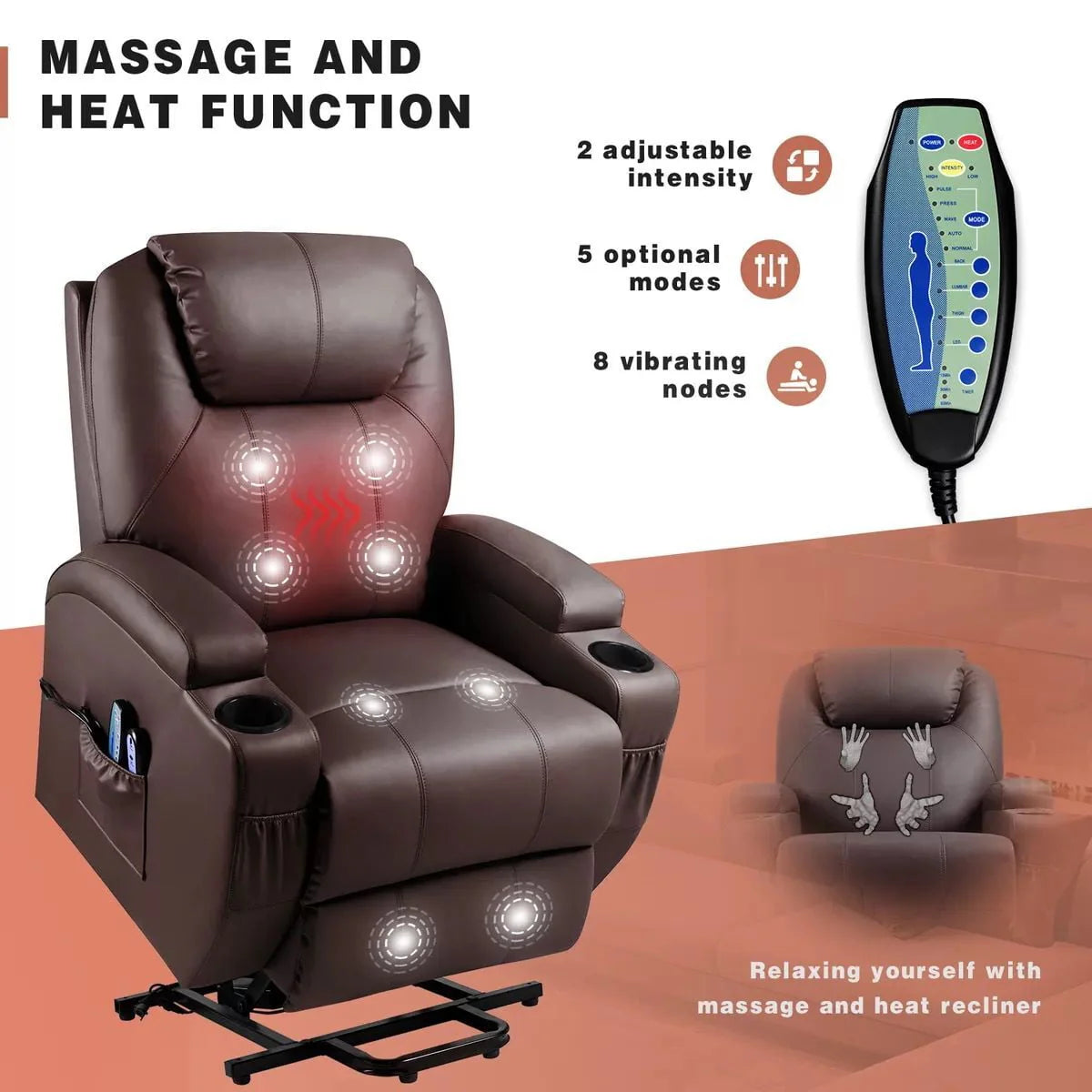 Black Faux Leather Power Lift Recliner S6538