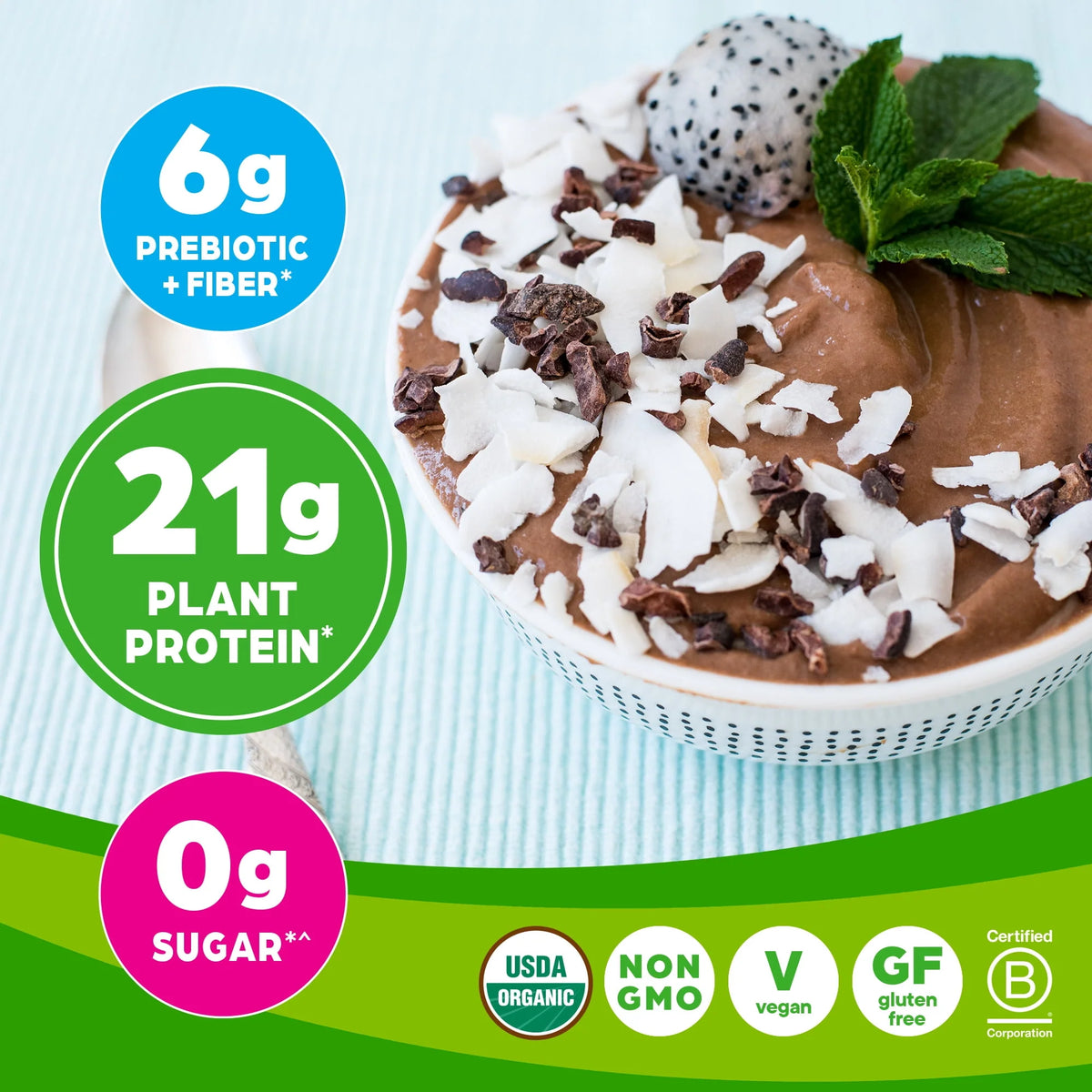 Organic Vegan 21g Protein Powder Creamy Chocolate 2.03lb R345