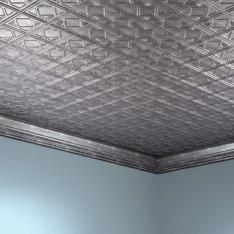 Crosshatch Silver 5 Pack Vinyl Glue Up Ceiling Tile R4660