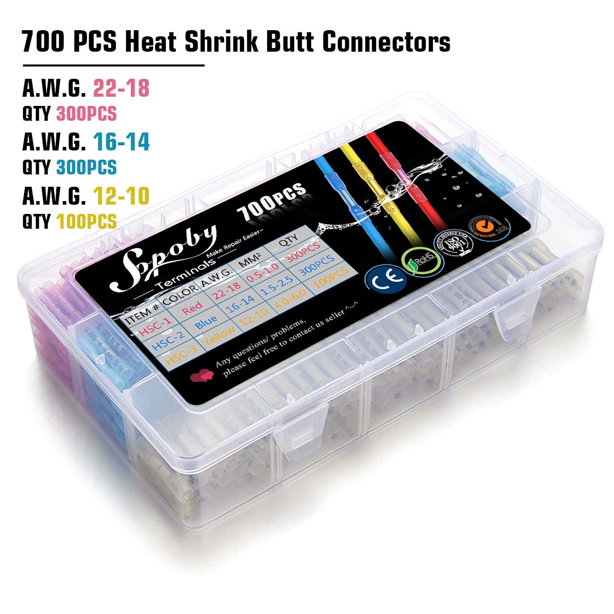700 PCS Heat Shrink Butt Connectors I263268