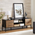 Black and Oak Wood TV Stand with Storage D67569