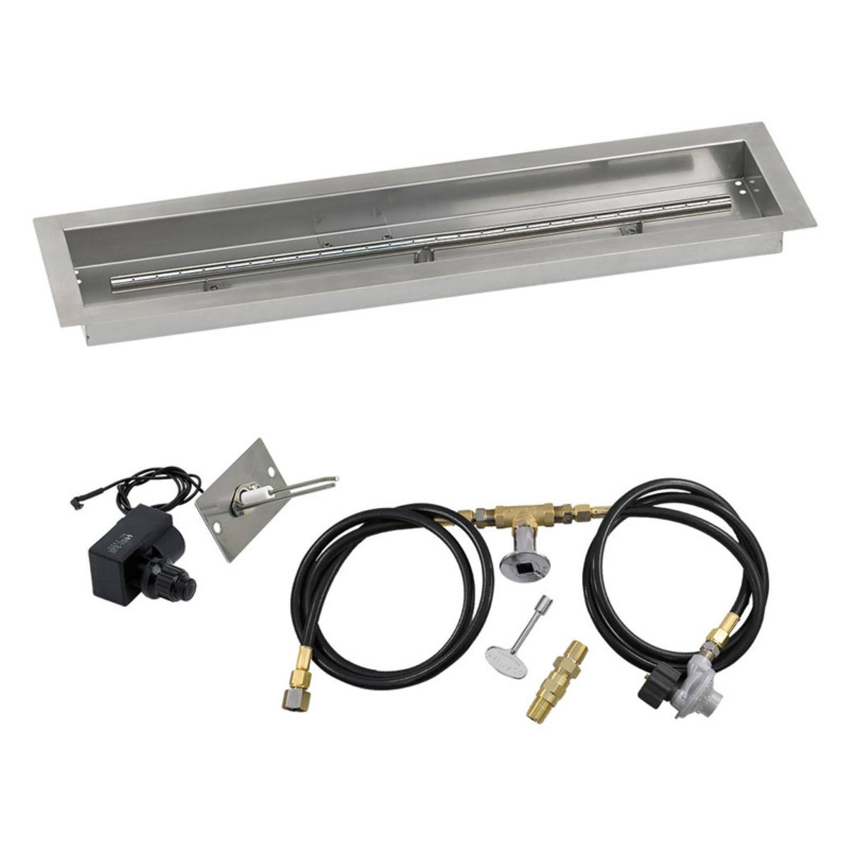 48 x 6 Stainless Steel Drop-In Fire Pit Pan with Spark Ignition Kit L4734