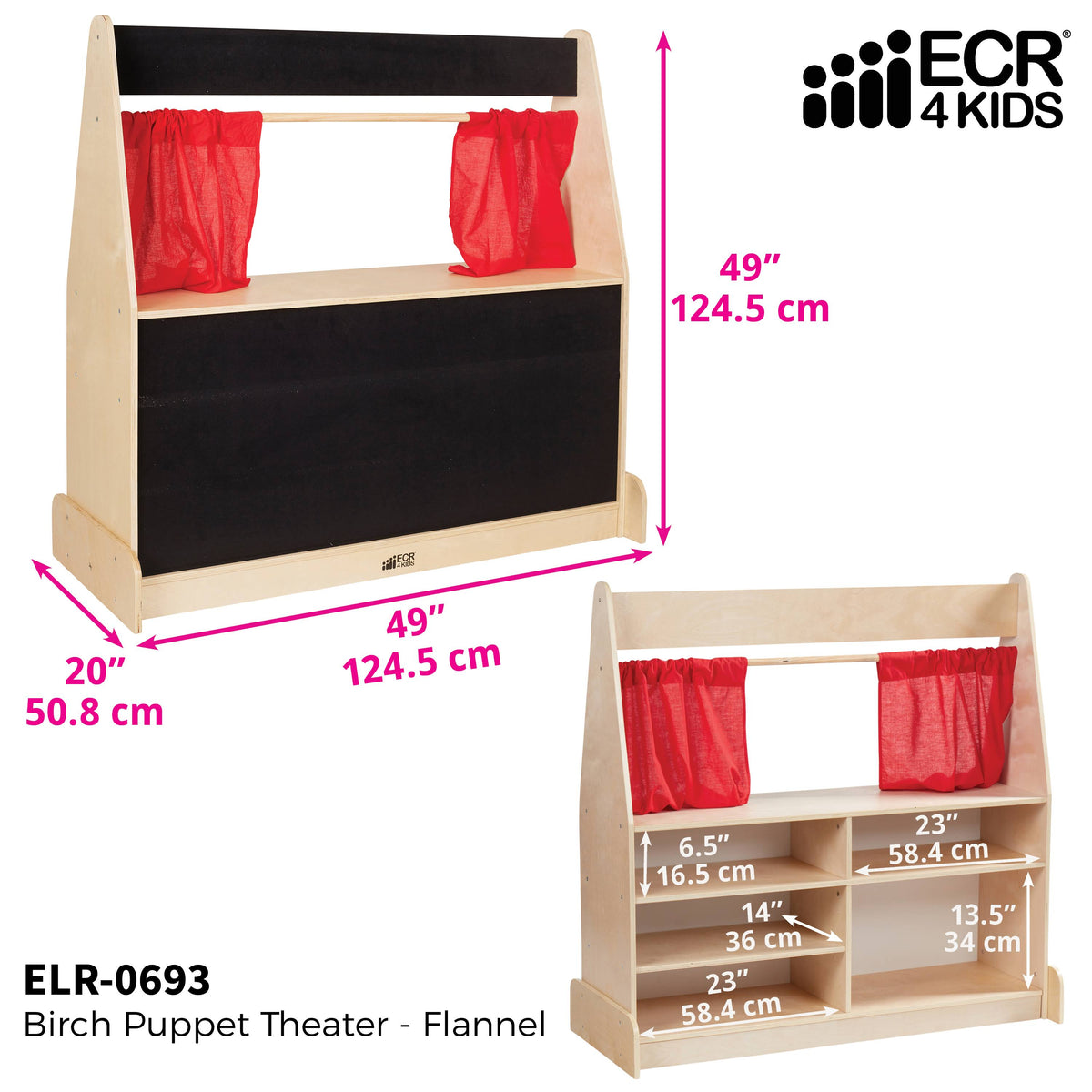 Black Wood Flannel Puppet Theater Z351686