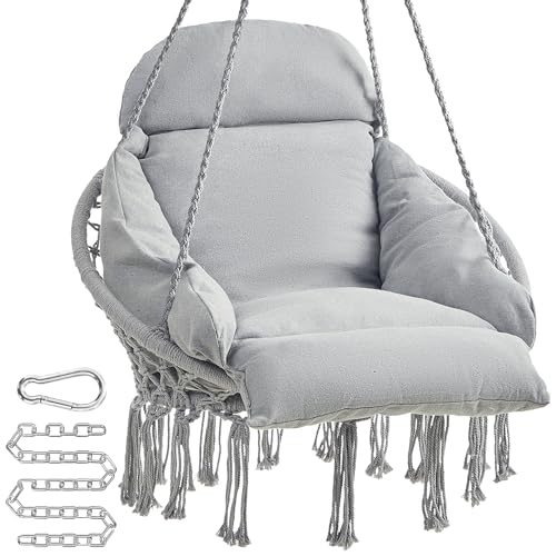 Cream White Hanging Hammock Chair with Cushion W2507