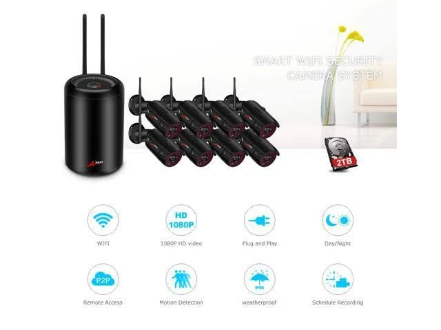 8 Channel 1080p HD Wireless Security Surveillance Camera W91198