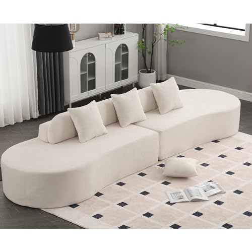 Beige Terry Cloth Modular Sectional Sofa with 3 Pillows G994