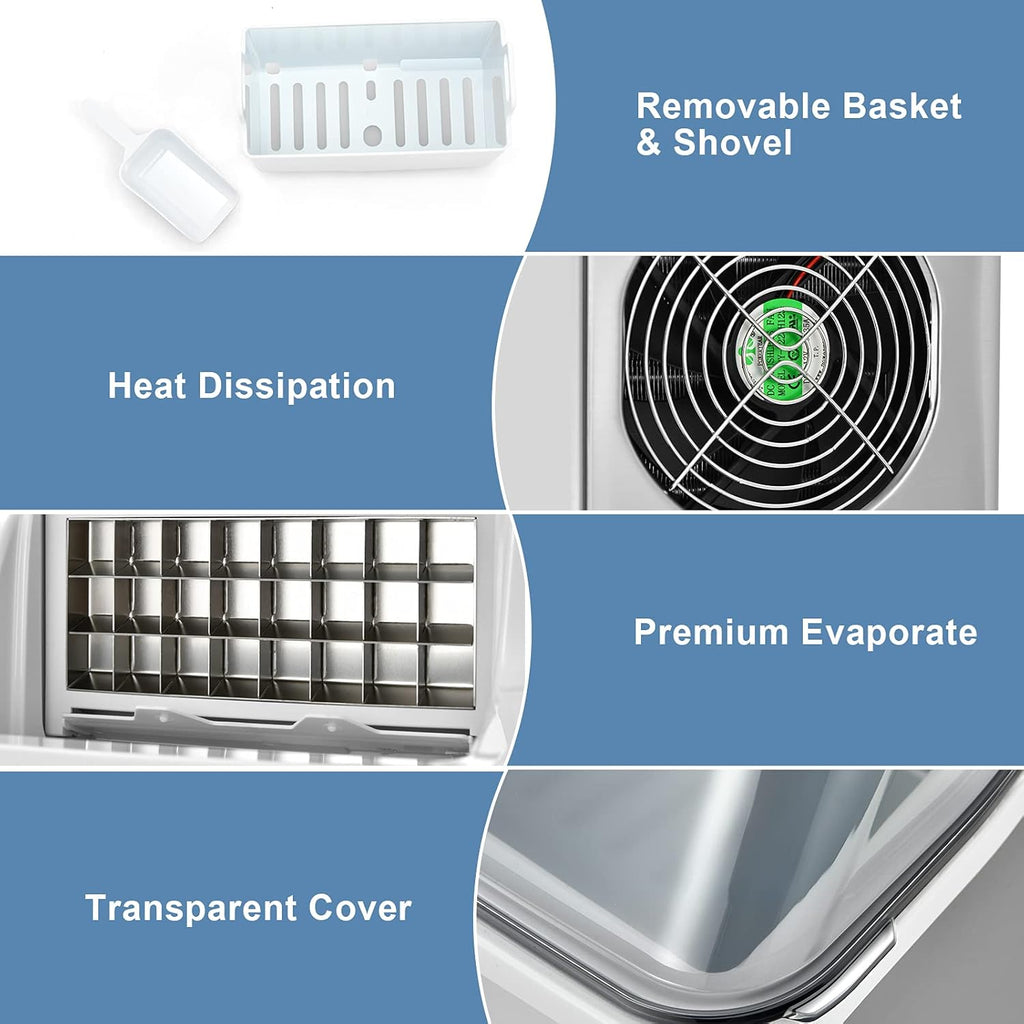 40LBS/24H Portable Compact Ice Machine with Auto Self-Cleaning Function N714199