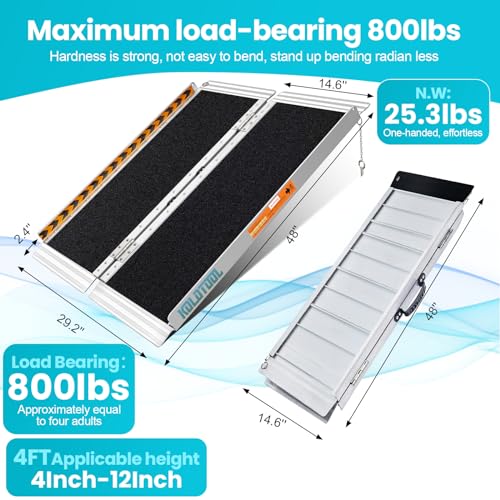 Black 6FT 800 lbs Aluminum Folding Wheelchair Ramp Z60511