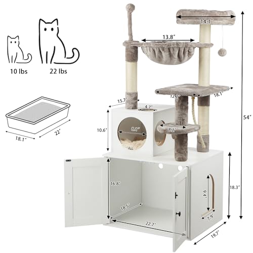 Large Wood Cat Tree with Litter Box Enclosure F154130