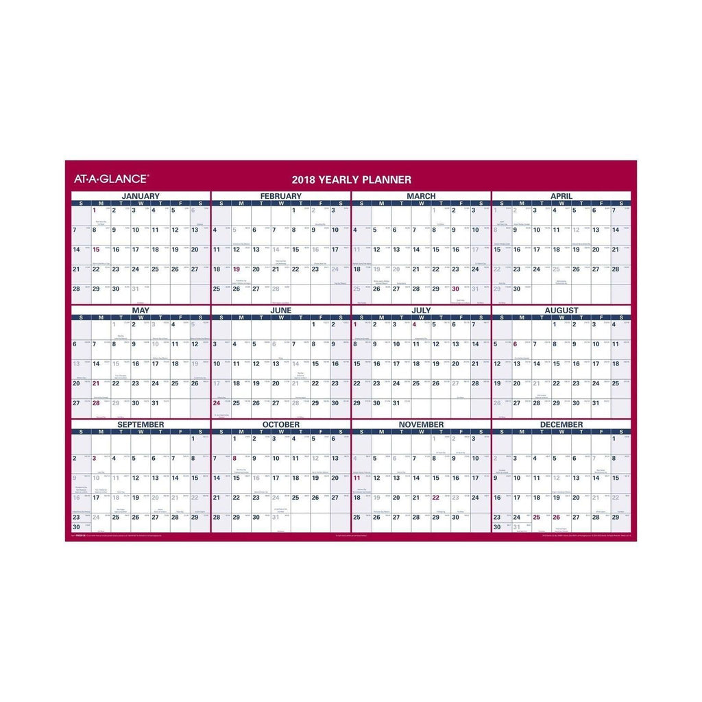 Erasable Vertical/Horizontal Wall Planner, 32 x 48, Blue/Red M8583