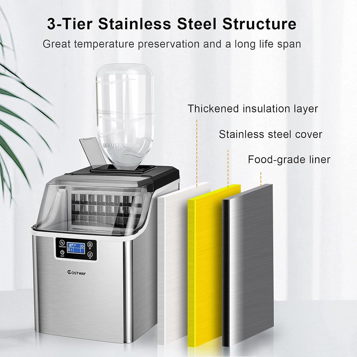 40LBS/24H Portable Compact Ice Machine with Auto Self-Cleaning Function N714199