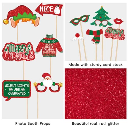 30pc Glitter Christmas Photo Booth Props Set Y2200