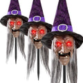3-Pack Halloween Animatronic Witch Stakes with Sound, Light-Up Eyes, Moving Mouth V262254