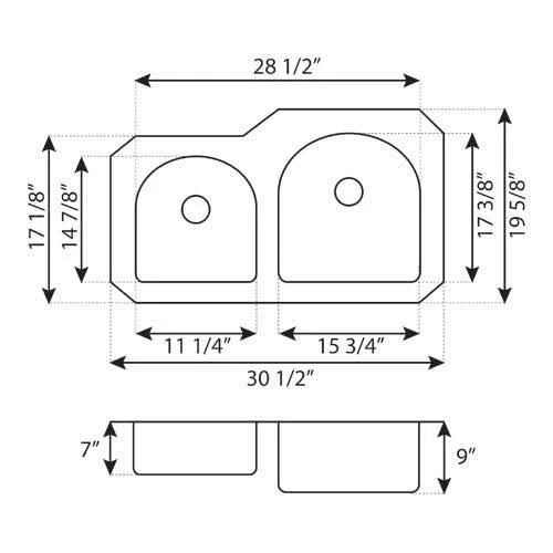 Undermount Double Basin Kitchen Sink E8783