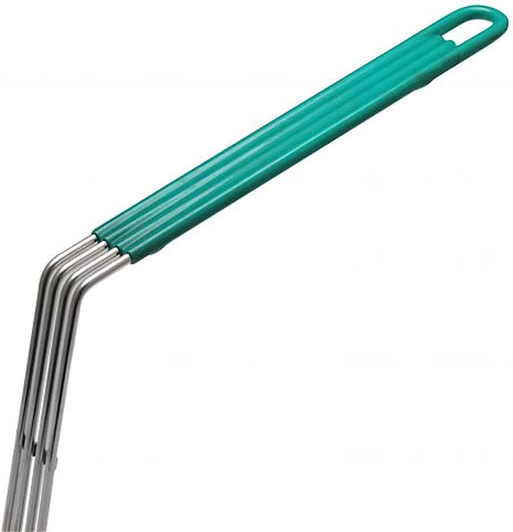 11" x 4-3/4" Rectangular Deep Fry Basket Press Heavy Duty Nickel Plated Iron with Green Coated Handle O8870