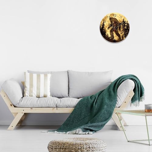 Golden Moon Wall Clock Silent Non-Ticking Round Wooden Clock Battery Operated 40*40cm W678
