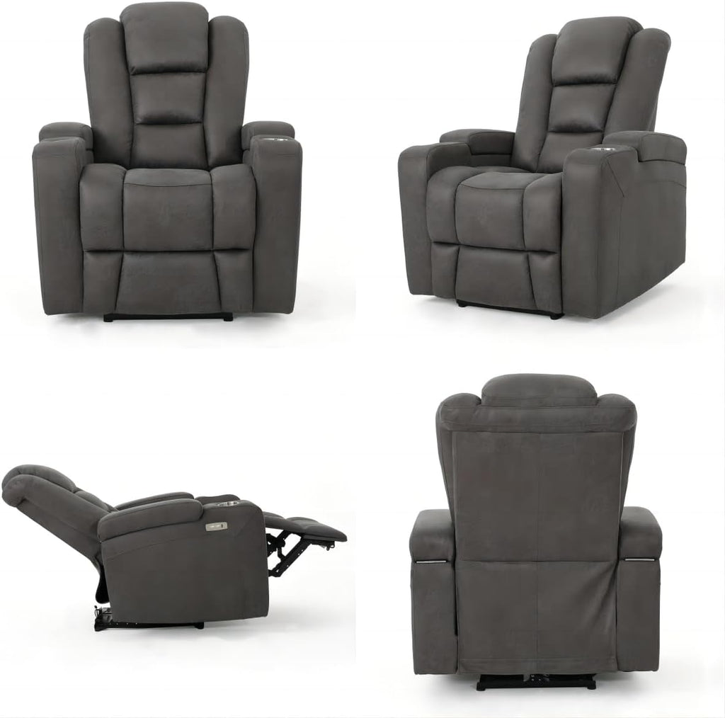 Power Recliner Chair with USB, Arm Storage, and Cup Holders R23147