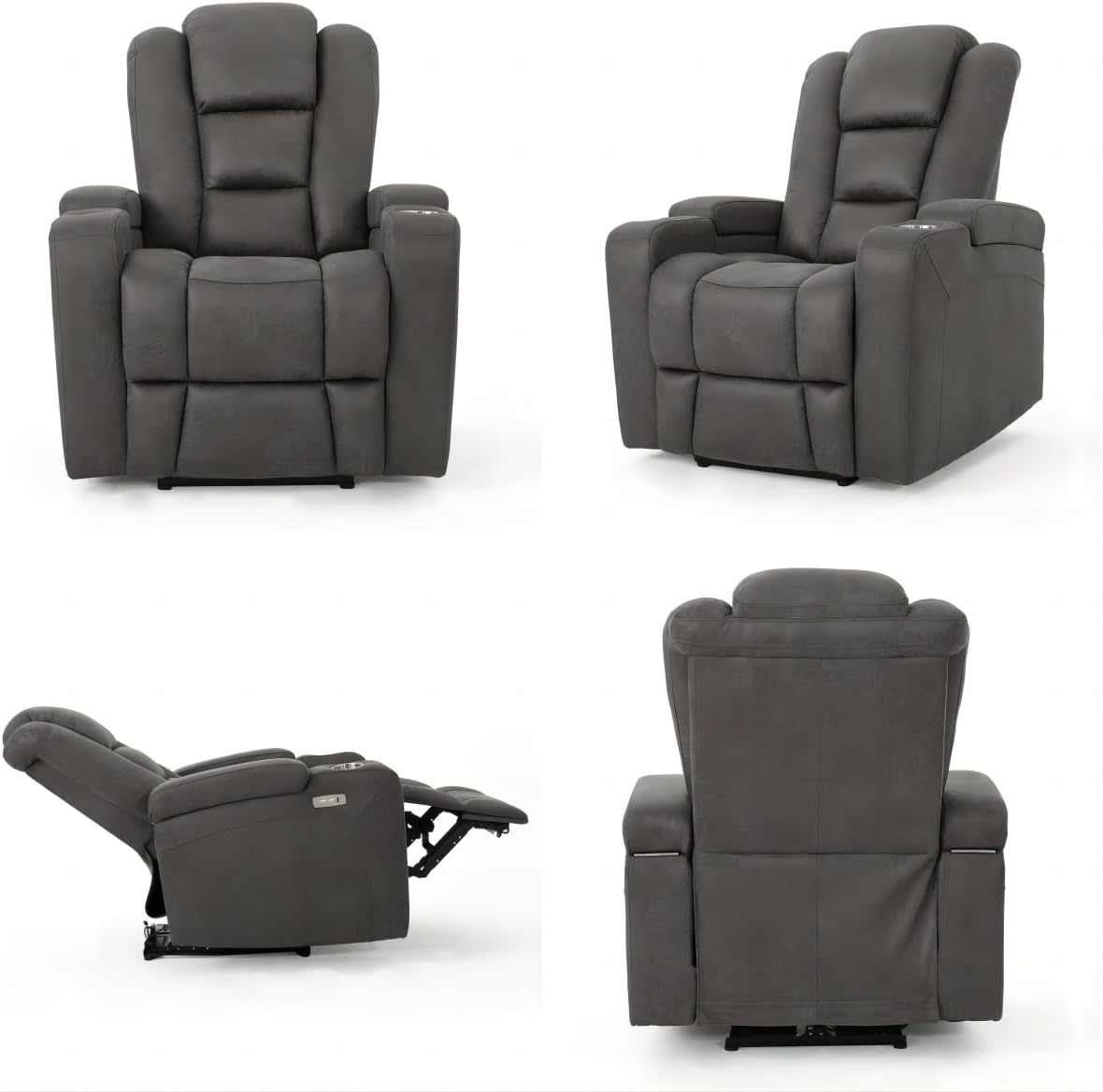 Power Recliner Chair with USB, Arm Storage, and Cup Holders R23147