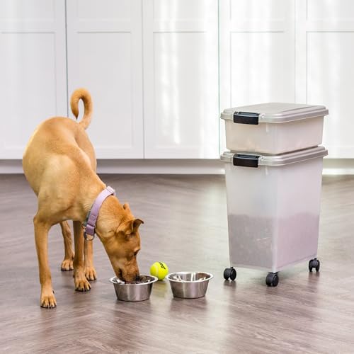 30 lbs & 11 lbs Combo Airtight Dog Food Storage Container, Stackable Treat Box, 2-Cup Scoop, Wheels, Seafoam Blue A864973