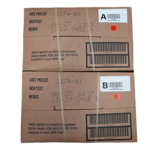 MRE Meals Ready to Eat Bundle (2 x 12 Packs) with Flameless Heaters J583