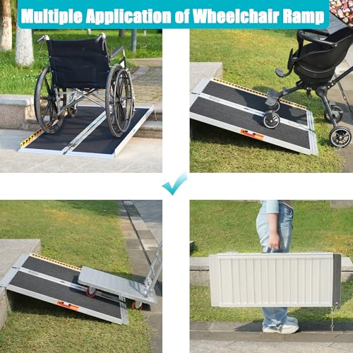 Black 6FT 800 lbs Aluminum Folding Wheelchair Ramp Z60511