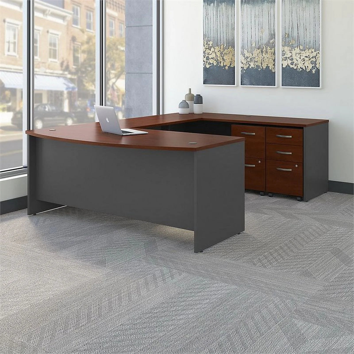 72" U-Shaped Desk with Pedestal D71318