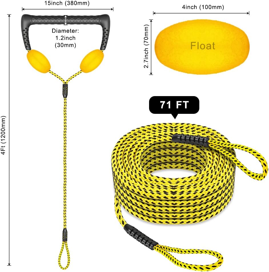 Water Ski Rope with Soft Rubber Handle, 2 Section, 75 ft, Pack of 2 J7769